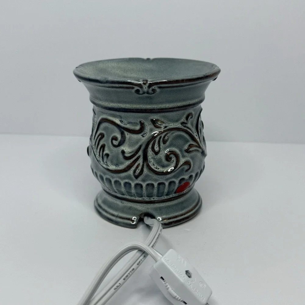 Yankee Candle Ceramic Electric Wax Warmer Antiqued Teal Brown Tested Working